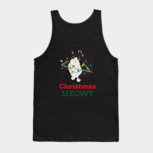 Meowy Christmas Cat Gift Tank Top